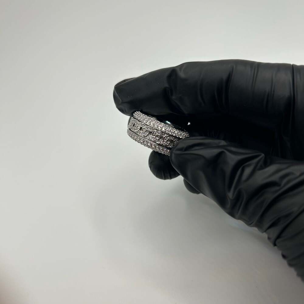 Moissanite VVS1 Silver Band Ring Size 8 Mens Iced Stainless Steel Crazy Shine